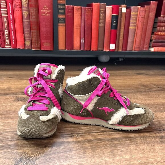 kangaROOS Shoes - Kangaroos 'Roocicles' Leather Suede Pink High Top  Shearling Lined Snow Sneakers